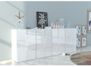 Buffet design blanc laqué 4 portes Chicago 240 cm Buffet design blanc laqué