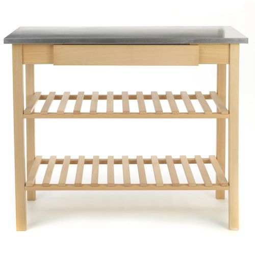 Zink Desserte de cuisine en bois et zinc L100cm