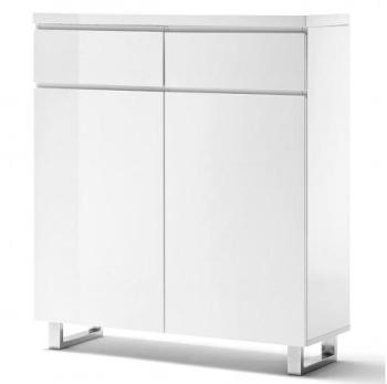 Meuble à chaussures blanc laqué Nora 2 portes 2 ti