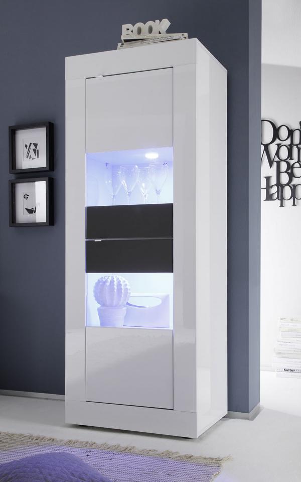 Vitrine laque blanc et anthracite design FOCUS 3 (