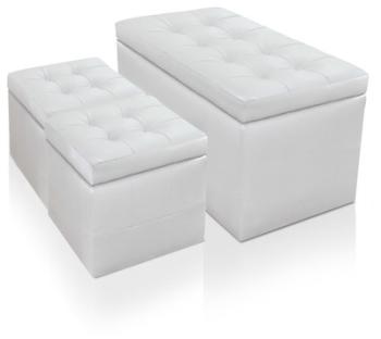 Banquette Coffre Panky + 2 poufs Blanc