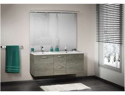 Meuble double vasque INTEGRALE 140 cm Sciée Gris
