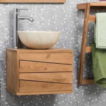 Meuble de salle de bain suspendu en teck cosy 40cm Meuble de salle de bain suspendu