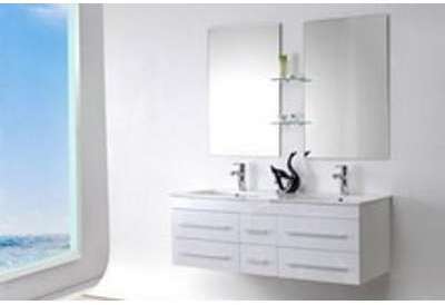 Meuble salle de bain SAM blanc double vasque 140cm Meuble salle de bain SAM blanc