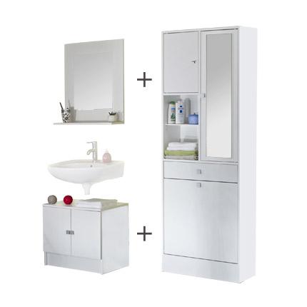 Ensemble meubles salle de bain coloris blanc