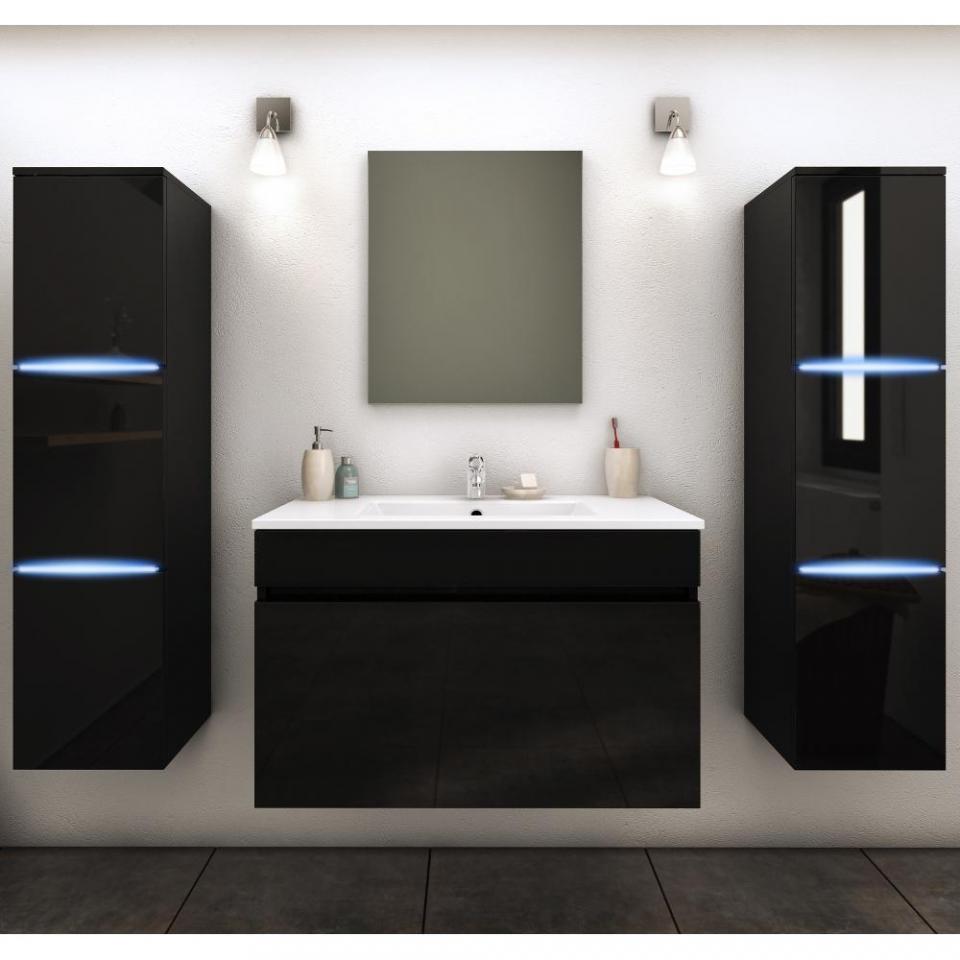 Salle de bain complète meuble noire 1 vasque + 2 c