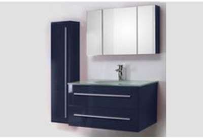 Meuble salle de bain simple vasque en verre 90 cm avec Meuble salle de bain simple