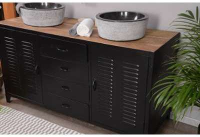 Meuble de salle de bain industriel métal noir 2 va