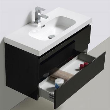 Meuble de salle de bains noir HAPPY et plan vasque