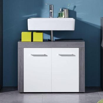 Meuble sous vasque blanc et gris moderne BANITA