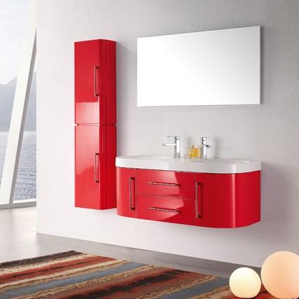 Meuble salle de bain double vasque MIA rouge laqué