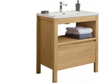 Meuble vasque chêne naturel 1 tiroir 1 niche