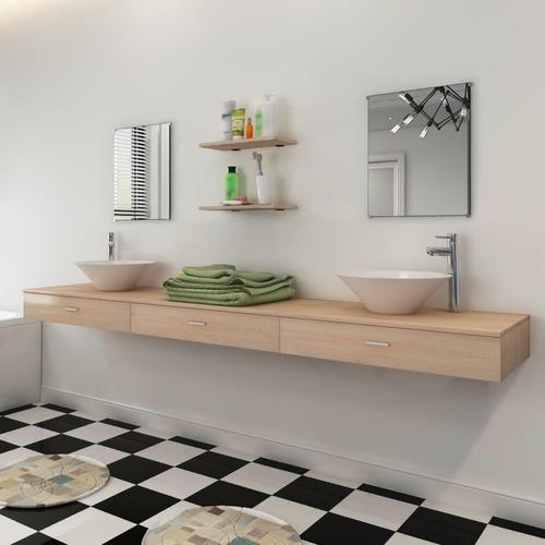 VidaXL 7 pièces de mobilier salle bain et lavabo B