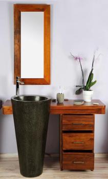 Salle bain teck 120 cleopatra noir tiroirs