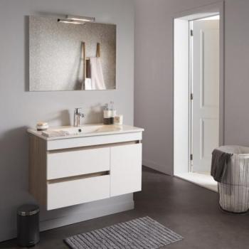 Meuble de salle de bain décor chêne avec miroir éc