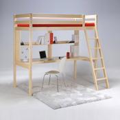Lit mezzanine sapin 90x190cm + sommier + bureau AL