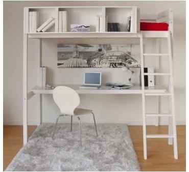MEZZANINE LOU 90x190CM + SOMMIER+ BUREAU + RGT 3 N