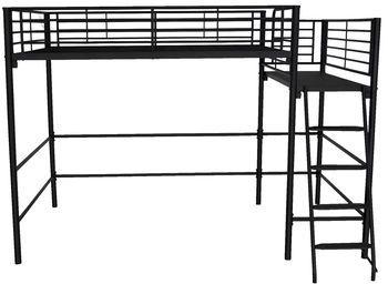 Lit mezzanine 2 places noir avec plateforme (140x2
