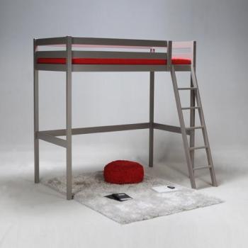 Lit mezzanine STUDIO 90x190 1 sommier Gris taupe Lit mezzanine STUDIO 90x190
