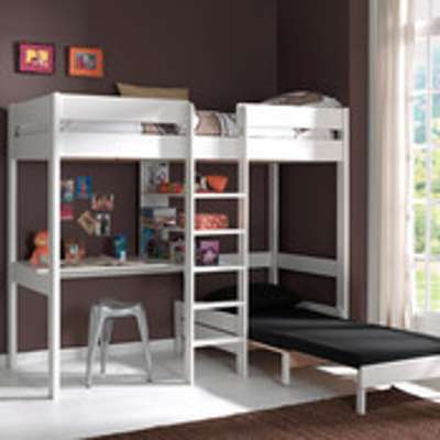Lit mezzanine en pin massif 90x200cm avec bureau &