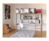Lit Mezzanine + Sommier + Bureau + Rangement CITY