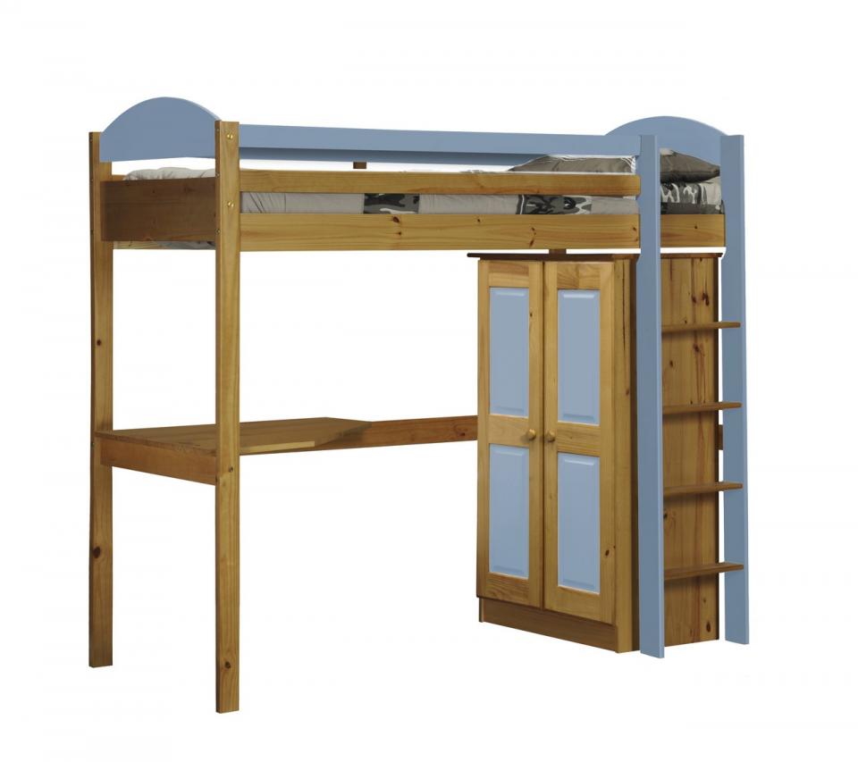 Lit mezzanine Munoz 90 x 200cm pin massif Antique