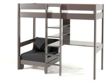 Lit mezzanine en pin massif 90x200cm avec bureau &