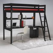 Lit mezzanine sapin 90x190cm + sommier + bureau et