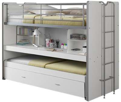 Lit mezzanine combiné 90x200 cm avec bureau et tir