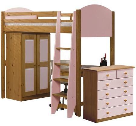 Lit Mezzanine Ortiz 90 x 190cm coloris Antique et