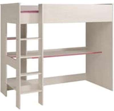 Lit mezzanine REVERSO, avec bureau finition rose o