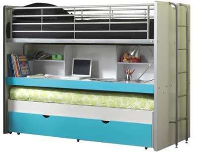 Lit mezzanine combiné 90x200 cm avec bureau et tir