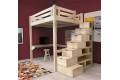 Lit Mezzanine Alpage bois + escalier cube hauteur