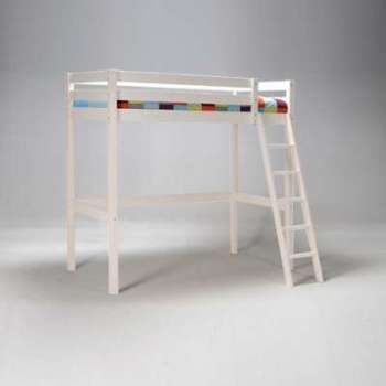 Lit mezzanine STUDIO 90x200 1 sommier Blanc Lit mezzanine STUDIO 90x200