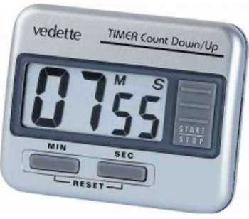 Minuteur 100 mn argenté crochet clip et magnet VEDETTE Minuteur 100 mn argenté crochet