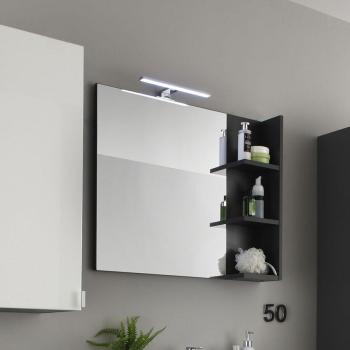 Miroir de salle de bain mural gris avec étagères S