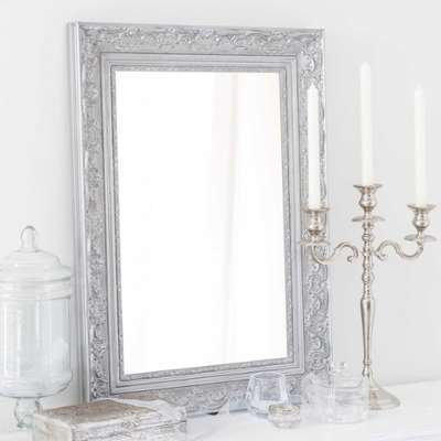 Miroir en bois de paulownia argenté H 70 cm VALENT