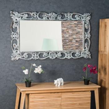 Miroir Cordoue en bois patiné cérusé 140 X 80 Miroir Cordoue en bois patiné