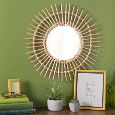 Miroir rond en rotin D 50 cm KUMPA