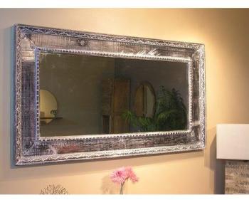 Miroir Palerme en bois patiné cérusé 140cm X 80cm Miroir Palerme en bois patiné