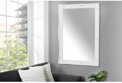 Miroir mural de style baroque en bois coloris blan