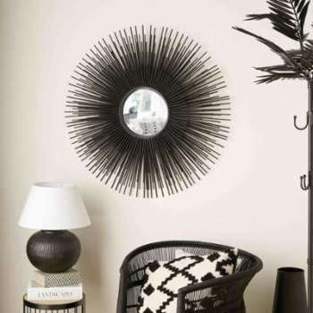 Miroir rond en métal noir D 101cm MASSALA Miroir rond en métal noir