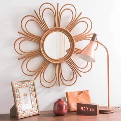 Miroir en rotin D 62 cm VINTAGE FLOWER
