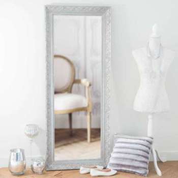 Miroir en bois de paulownia argenté H 145 cm VALENTINE Miroir en bois de paulownia