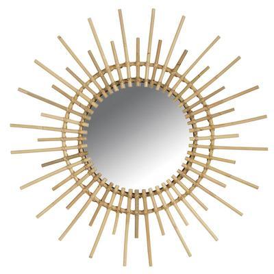 Miroir rotin vintage soleil