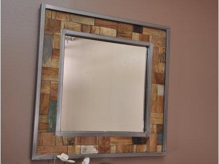 Miroir de salle de bain Factory teck métal 70x70 Miroir de salle de bain Factory