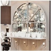 Miroir mural en métal avec 5 patères Taupe L60xP21
