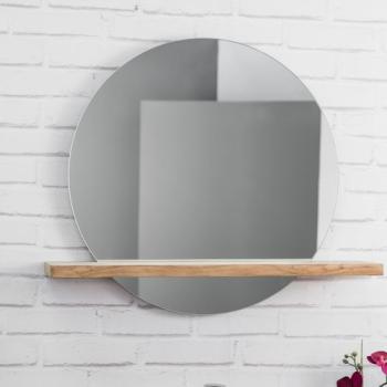 Miroir Bologne de salle de bain rond en teck massif Miroir Bologne de salle de