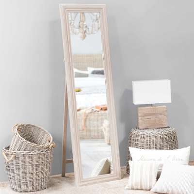 Miroir psyché en bois blanchi H 170 cm NAPOLI