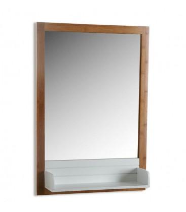 Miroir de Salle de Bain en Bambou avec Étagère en